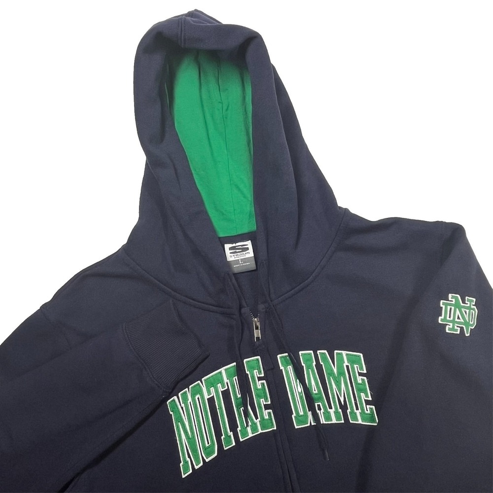 Stadium‎ Athletics Notre Dame Hoodie Mens L Navy Blue Full Zip Fighting Irish ND